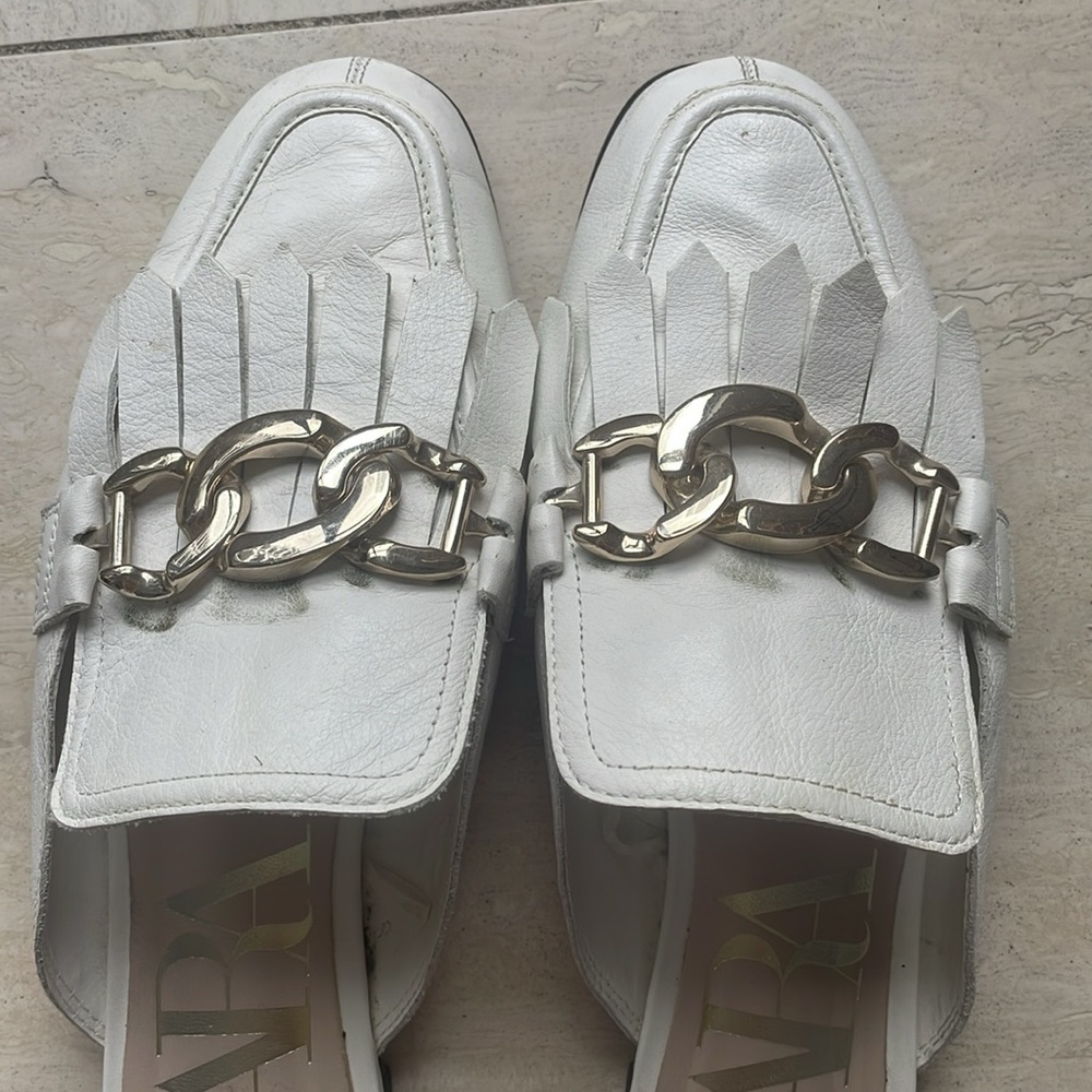 Zara White Fringe Loafers - Picture 4 of 7